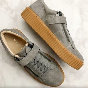 Gray Suede Platform Sneakers